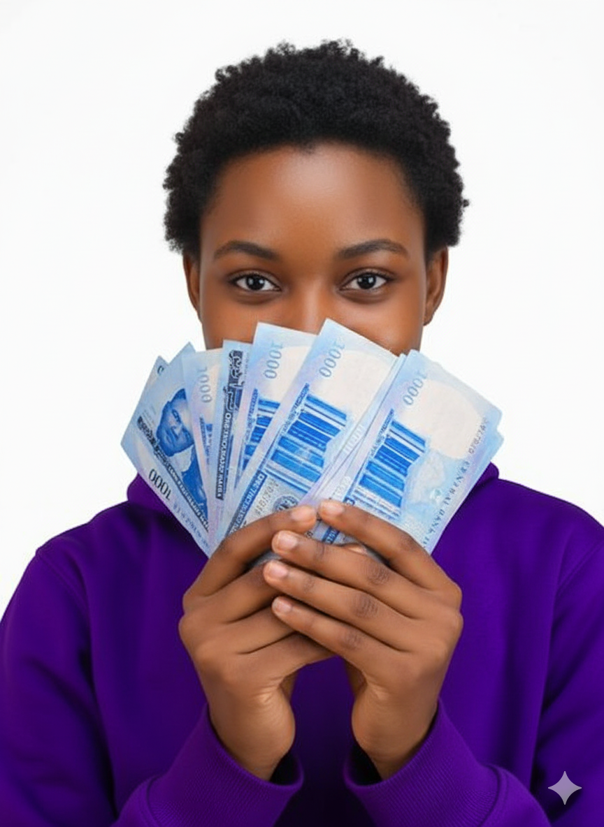 Woman holding money, promoting Access Seller